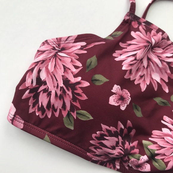 altar'd state | maroon floral bikini top high neck - Picture 3 of 7